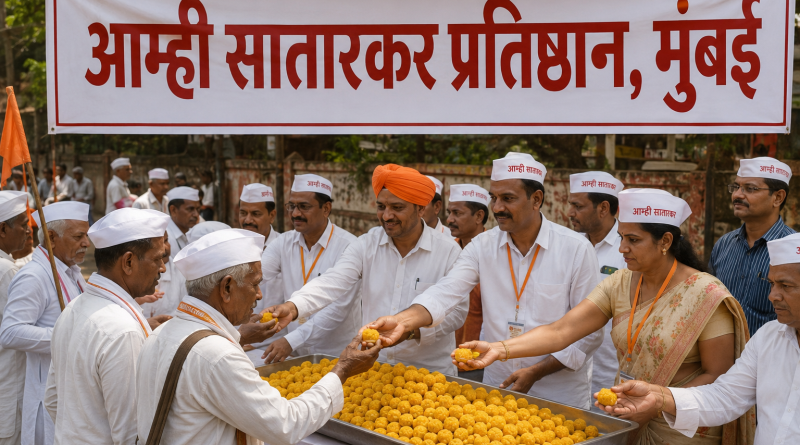 आम्ही सातारकर विकास प्रतिष्ठानच्या वतीने वारकऱ्यांना लाडू वाटप आम्ही सातारकर विकास प्रतिष्ठानच्या वतीने वारकऱ्यांना लाडू वाटप